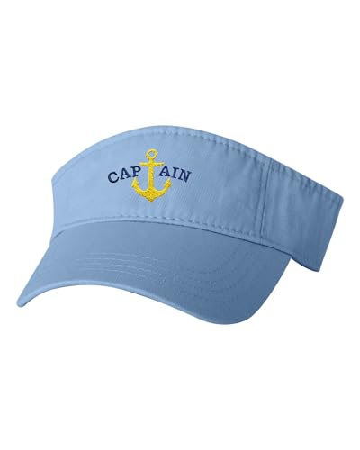 One Size Baby Blue Visor Blue Captain & Yellow Anchor Embroidered Visor Dad Hat
