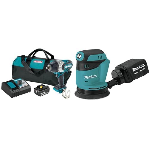 Image of Makita XWT19T 18V LXT Brushless 3-Speed 1 /2 inch Sq. Drive Impact Wrench Kit w /Detent Anvil with bonus XOB01Z 18V LXT Random Orbit Sander