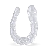 Realistischer Doppeldildo Anal Dildo Riesen Dildo xxl,Transparent Analplug Butt Plug für Lesbische,Flexibler Double Analdildos Sex Spielzeug für Frauen Männer Paare Extreme Sex Toys (XXL,415 * 50mm)