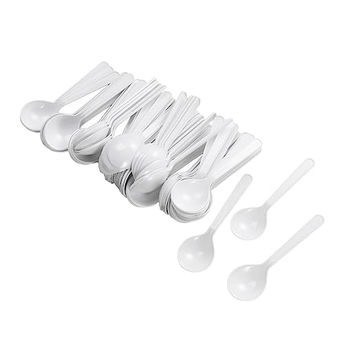 OUNONA 88本 黒 スプーン スプーン 使い捨て サービング スプーン プラスチック スープ スプーン 料理用 スプーン スプーン 食品用 丸 白 大さじ プラスチック スプーン