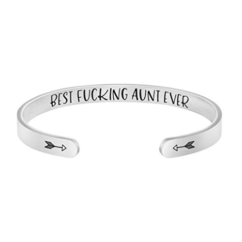 Joycuff Birthday Gift for Niece Bracelets for Women Funny Mantra Personalized Christmas Jewelry Engraved Bangle