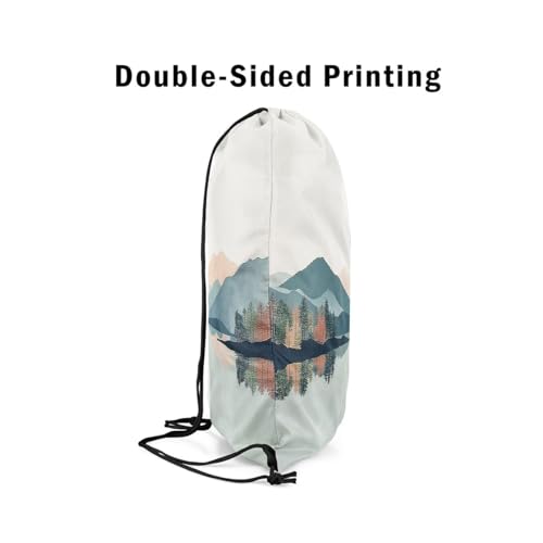 jejeloiu Sun Lake Drawstring Backpack 13"x15.7" Mountain Sports Gym String Bag Blue Pink Drawstring Bags Nature Landscape Waterproof Cinch Bag Sports Drawstring Sackpack4
