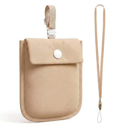 Undercover Bra Wallet Hidden Travel Pouch with Adjustable Elastic Strap Secret Stash Pocket for Passport Credit Cards Money and Valuables (Khaki)