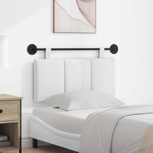 sephironlbb Tête de lit à suspendre rectangulaire en tissu blanc 90 x 55 x 5 cm avec rembourrage doux et montage mural pour chambre à coucher, cadre de lit,...