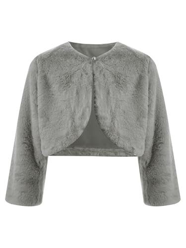 Kids Toddlers Faux Fur Bolero Shrug Jacket Wrap Shawl Coat Flower Girl Winter Dress Cover Up Cardigan Outerwear