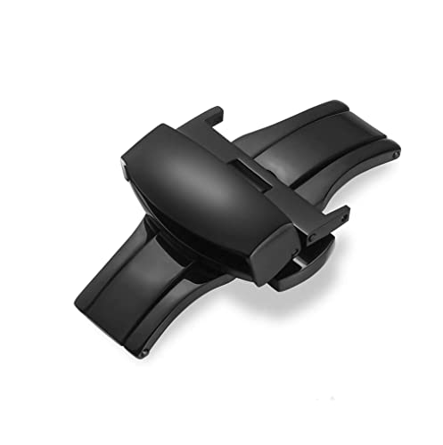 Image of 14mm 16mm 18mm 20mm 22mm Butterfly Push Type Stainless Steel Silver Rose Golden Black Deployment Buckle Clasp Fits Leather Rubber Watch Band Strap