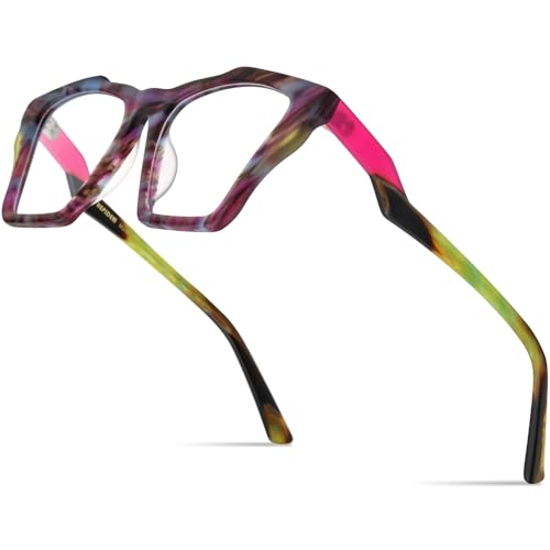 Image of HEPIDEM Gradient Multicolor Acetate Glasses Frame Women Big Oversize Eyeglasses 2023 New Spectacles Eyewear