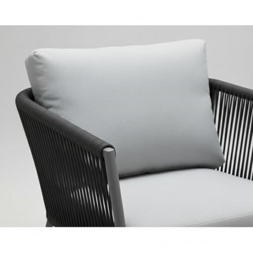 Image of LOCCUS 5-Piece Indoor & Outdoor Patio Furniture Set - Hand-Woven Rope Rattan Sectional Sofa with Tempered Glass Coffee Table, All-Weather Modular Conversation Set for Garden, Balcony, Lawn (Grey)