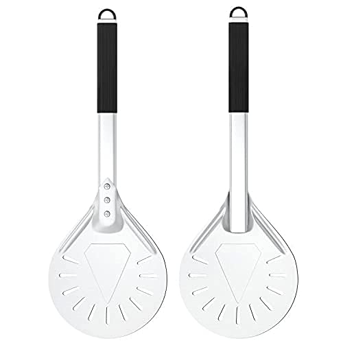 Image of 7 Inch Pizza Turning Peel, Round Aluminum G.a HOMEFAVOR Perforated Pizza Peel Turner with Metal Handle Pizza Paddle for Homemade Pizza Oven Accessories