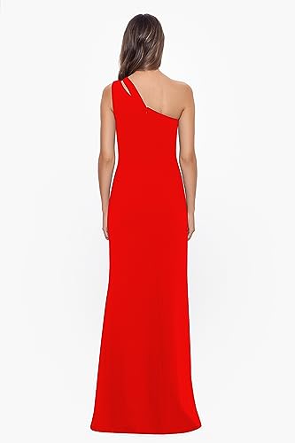 Image of Betsy & Adam Women's Women's Floor-Length, One-Shoulder Dress with Side Ruched Detail