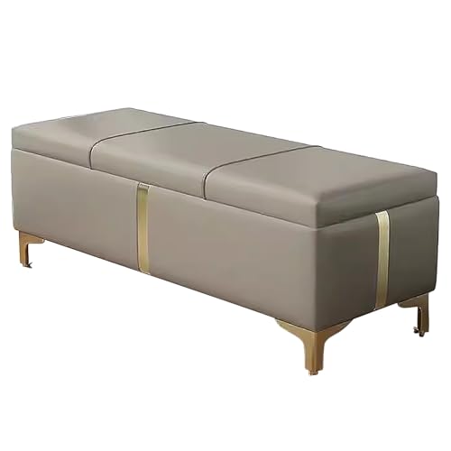 Otomana de almacenamiento moderna para dormitorio, entrada y sala de estar, banco gris claro con almacenamiento oculto, elegante extremo de la cama, 39.3 pulgadas, solución para ahorrar espacio