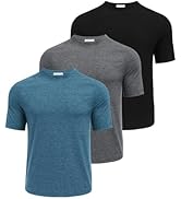 PINSPARK 3 Pack Men's Workout Shirts - Dry Fit Running Shirts Crew Neck Short Sleeve T Shirts Ath...