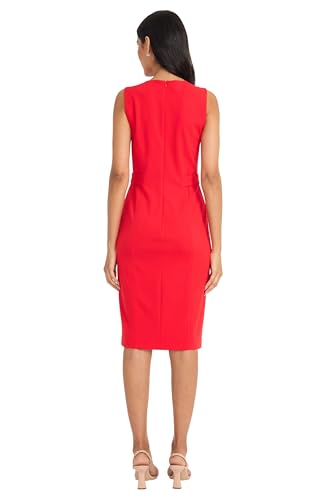 Maggy London Womens Classic V-Neck Knee Length Sheath Gold Button Detail-Professional Workwear-Business Casual Dress3