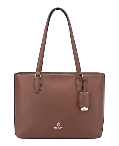 Nine West Lakelyn Tote, Deisgner Mano, Moda, Bolso de Hombro, Color Negro para Mujer, Caoba, Large