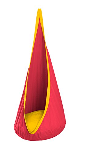 Children's Pod Chair Indoor Outdoor Hammock Swing for Kids (Red)