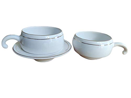 Image of Royal laxury Style White Plain Cup & Saucer with Golden Line Border On Top Set of 12 Pics-160 (ML-Capacity) (Ceramic)