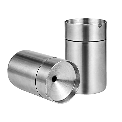 SAVITA 2pcs Cendrier Coupe-Vent Avec Couvercle Cendrier Coupe Vent Inox Cendrier en Acier Inoxydable Cendrier Coupe-Vent Cendrier de Voiture avec Couvercle Cendriers en Acier Inoxydable Cendrier