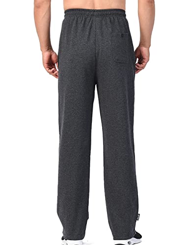 Zoulee Men's Open-Bottom Sports Pants Sweatpants Trousers Zip Fly Closure Dark Grey M #TOP4