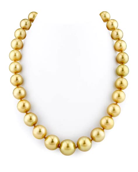 Venus Gems Gallery Freshwater Pearl Necklace Original Certified Precious Golden Pearl Necklace Set South Sea Akoya Pearl Set 54 Beads Sacche Moti Ka Necklace For Mewn & Women साउथ सी पर्ल नेकलेस