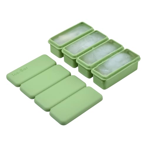 Cubiteras Grandes - Molde Para Bloques De Hielo Con Tapa Para Whisky | 4 Cavidades De Silicona Con Desmolde Fácil Para Bebidas Frías