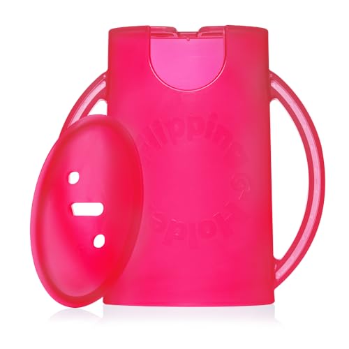 Image of Flipping Holder Squeeze Proof Food Pouch Holder for Toddlers, Babies, Kids, Mess Free No Squeeze Juice Box Drink and Applesauce Snack Holder with Easy Grip Handles and Lid