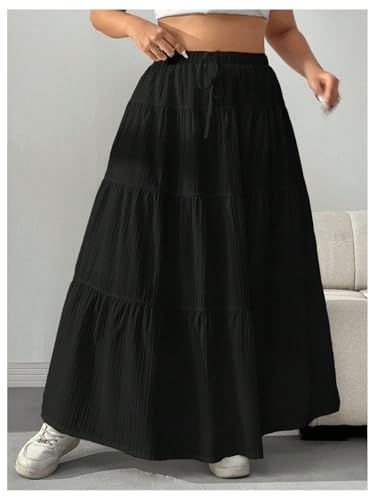 Image of Verdusa Women's Long Maxi Skirt Boho Flowy Flared Ruffle Skirts 2026 Beach Vacation Summer Going Out Outfits