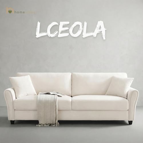 Image of 3 Seater Lceola Premium Fabric Sofa |Stylish And Comfortable Living Room Furniture| Heavy Quality Sofa And Builtin| Throne Of Comfort, White