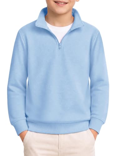 Haloumoning Boys Quarter Zip Sweatshirt Athletic Long Sleeve Pullover Tops