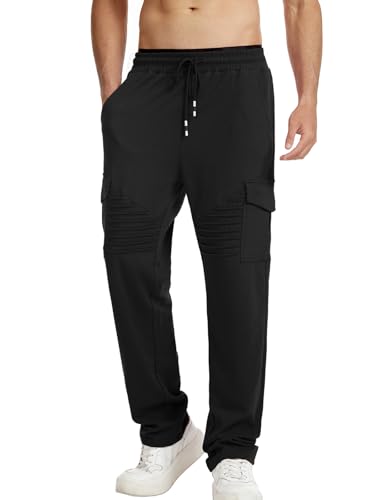 Suwangi Pantalones de Deportivos Jogger para Hombre Cargo Chándal Gimnasio Ligera Algodón Pantalones Entrenamiento con Bolsillos