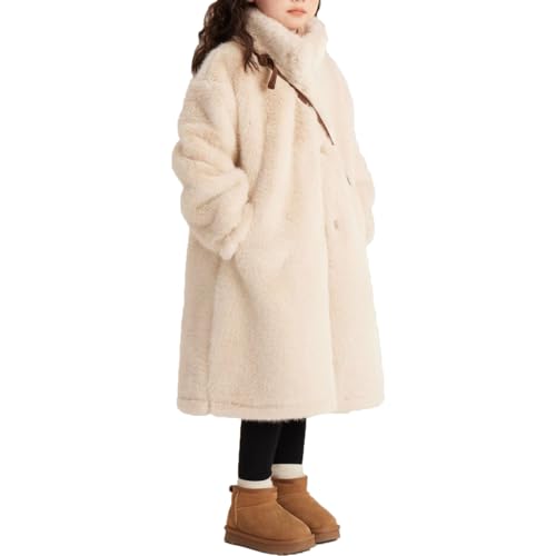 Girls Winter Dress Coat Windbreaker Clothes Fur Outwear Kids White Fleece Jacket