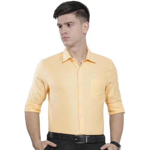 Image of The Indian Garage Co Men Slim Fit Solid Full Sleeves Cutaway Collar Formal Shirt
