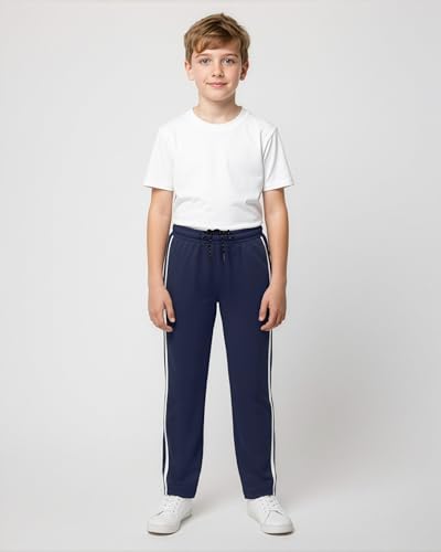 Image of Real Essentials 3 Pack: Boys' Mesh Open Bottom Active Sweatpants with Pockets & Drawstring