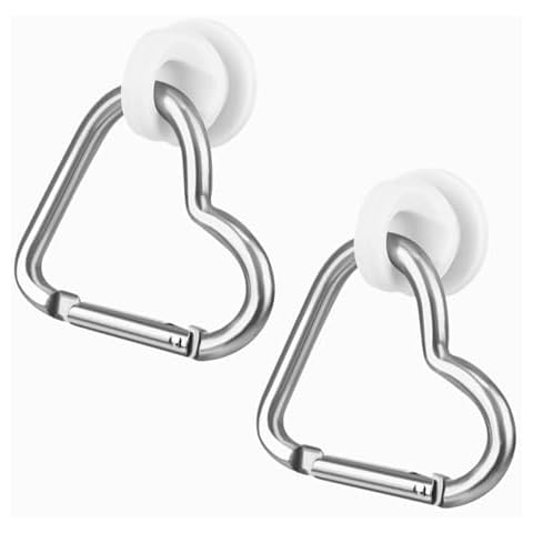 Silver Heart Carabiner for Bogg Bag, 2 Pcs Inserts Hooks Charm Carabiner Keychain Beach Accessories, Rubber Beach Key Hooks for Bogg Bags Key Chain, Clip Car Key Holder for Tote, Purse Cover