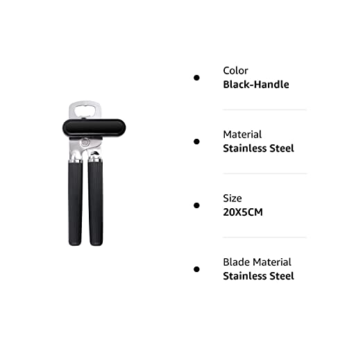 Can Opener Vertical Grain Non-Slip Soft Handle Stainless Steel Manual Can Opener Oversized Easy Turn Knob Sharp Cutting Wheel Good Grips With Built-In Bottle Opener #TOP7