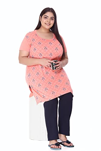 Image of In Love Women's Plus Size Printed Cotton Night Suit Set Short Sleeve | Cotton fabric - soft night suit set for sleepwear and home comfort