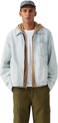 Levi's Homme Veste Workwear Mechanics avec Col à pointe, Relaxed Fit, Bleu (Low Light Rain), M