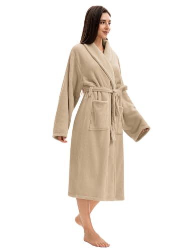 Image of Soft Robe For Women,Warm Plush Bath Robes Female,Spa Towel After Shower Lightweight Long Bathrobe