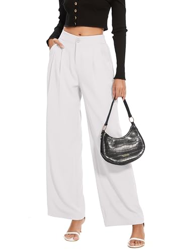 FUNYYZO Women Suit Pants Wide Leg Pants High Elastic Waisted in T...