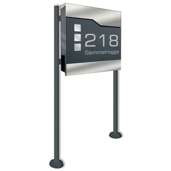 Briefkasten in anthrazit incl. Standfuß und Beschriftung - aus...