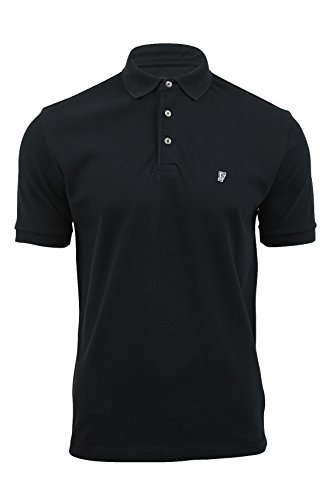 Image of French Connection Men's FC Pique F Badge Crew Neck Short Sleeve T-Shirt, Marine Blue, Small