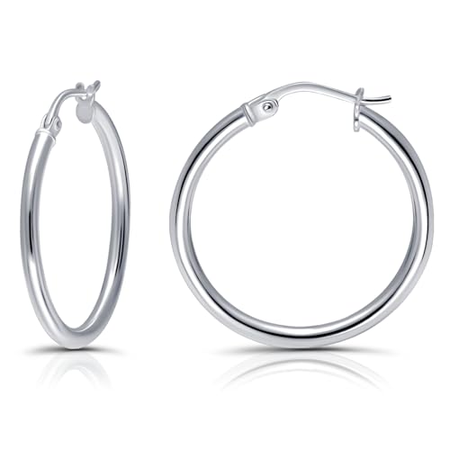 Hoops & Loops - Sterling Silver 30mm High Polished Click Top Hoop Earrings in Sterling Silver