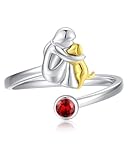 MYGLOAR Collar de perro,Collar de abrazo de perro y niña +1 anillo, colgante de plata de ley 925 con forma de animal, regalo perfecto para niñas, hijas, madres y amigas - B