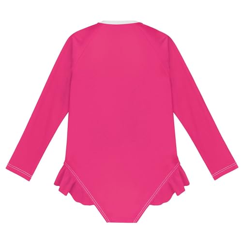 Plain Soft Red Baby Girl Bathing Suit Long Sleeve UPF 50+ One Piece Toddler Swimsuit Size 11-12Y2