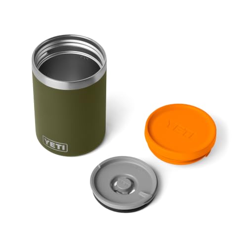 Image of YETI Rambler 16 oz Food Jar, Vacuum Insulated, Stainless Steel, With Airtight Lid, Olive /King Crab Orange
