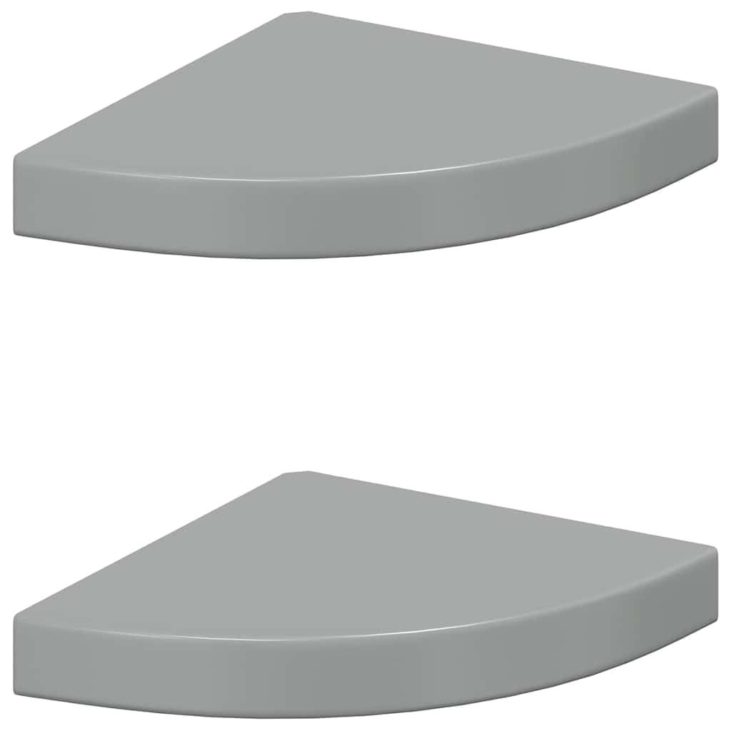 B&Q -  Floating Corner Shelves 2 Pcs High Gloss Grey 25X25X3.8 Cm Mdf
