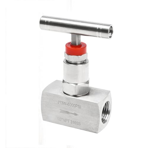 YiAndeli Stainless Steel Straight Needle Valve, 5 Sizes NPT Female Connection, 2 Port Industrial Hydraulic Flow Control Valve for Piping Needs, Up to 6000 PSI Silver, 1in