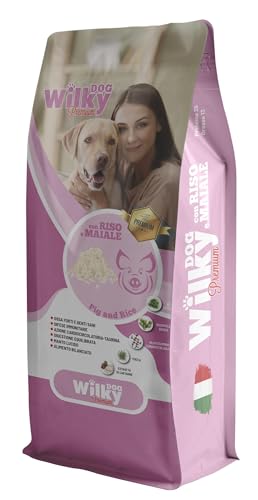 Wilky Dog Premium Crocchette con Maiale e Riso, per Cani di Tutte le Taglie, 15 kg