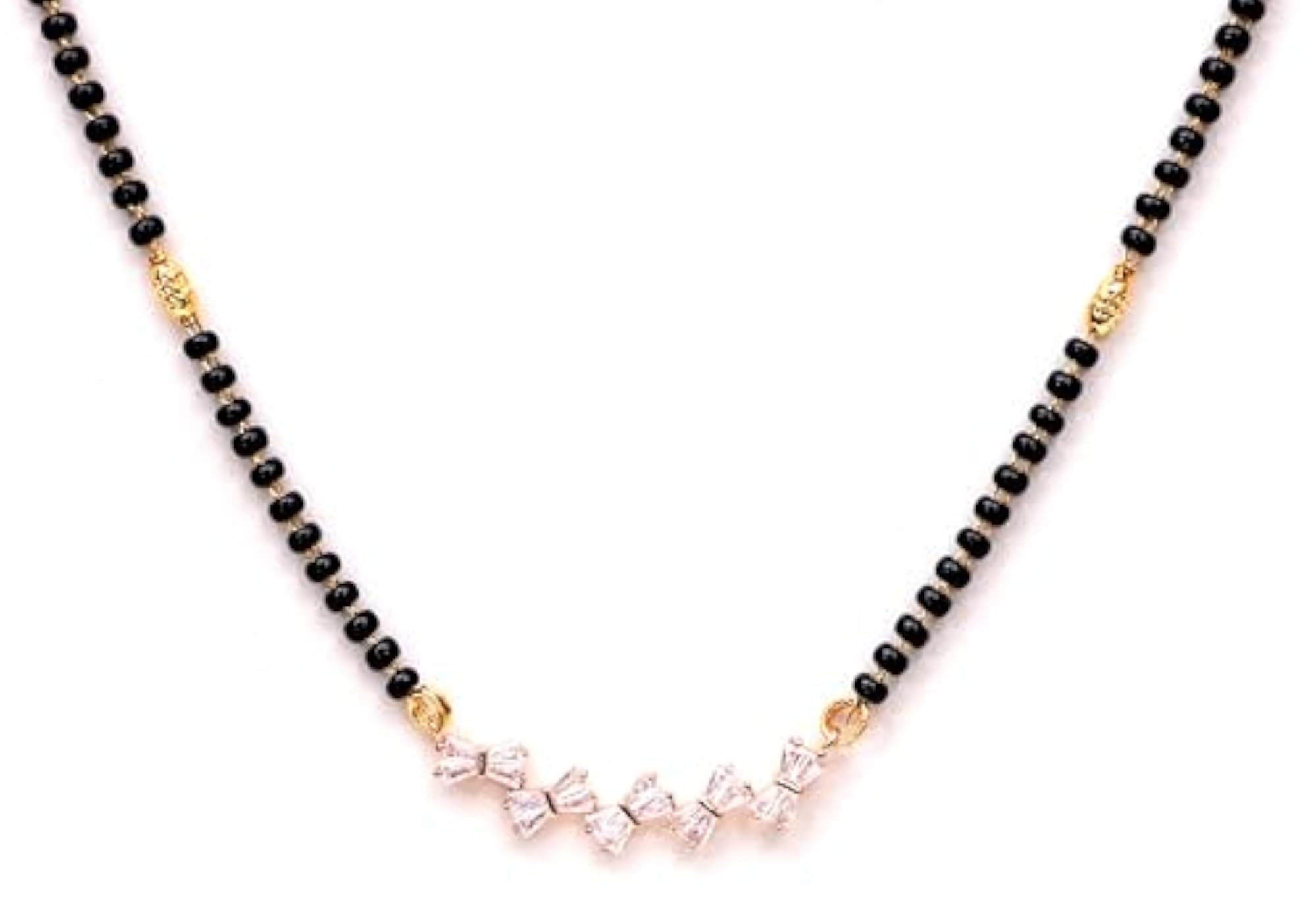 Women's Designer American Diamond Studded Long Beaded Mangalsutra