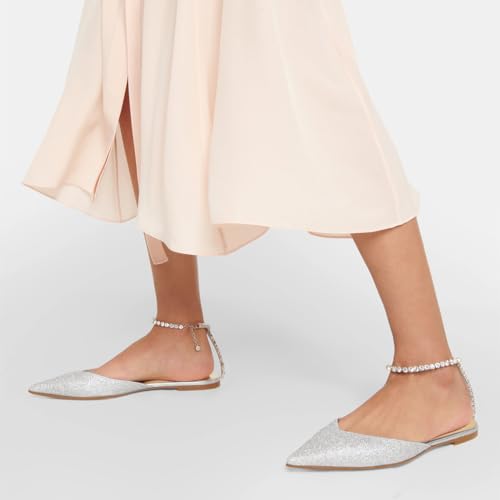 XYD Women Pointed Toe Crystal Rhinestone Ankle Strap Flat Comfy Chic Ballerina Shoes for Date Evening Wedding After Party4