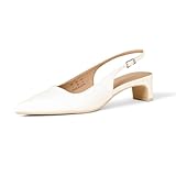 Amazon Essentials Women's Slingback Block Heel, Ecru Patent, 8